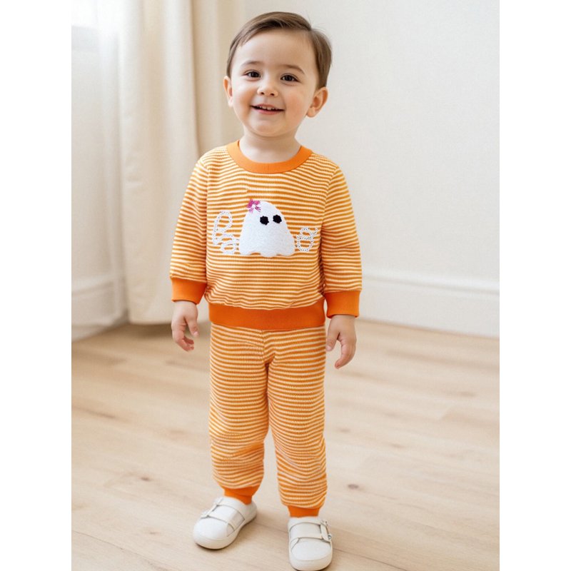 Baby Girl Halloween Outfits 2-Piece Striped T-Shirt and Pants Set - 0-6 Months Style 24
