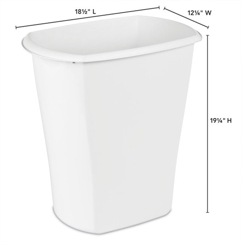 10 Gallon Plastic Trash Can - White, 6 Pack