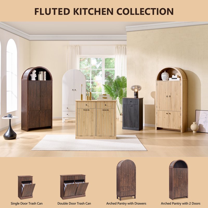 Tall Pantry Storage Cabinet with 2 Doors & 2 Drawers - Brown