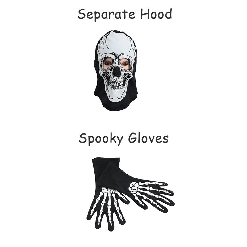 Kids Skeleton Halloween Costume Glow in The Dark 3-Piece Set - 6-7 Years
