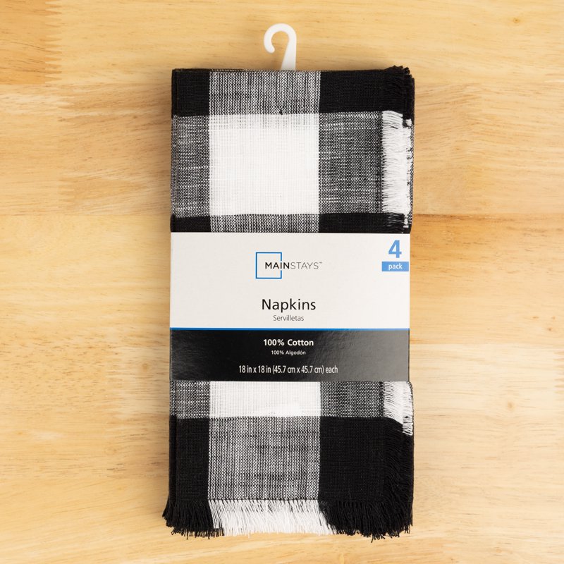 Buffalo Plaid Cotton Napkin Set - 4 Pack, Black & White