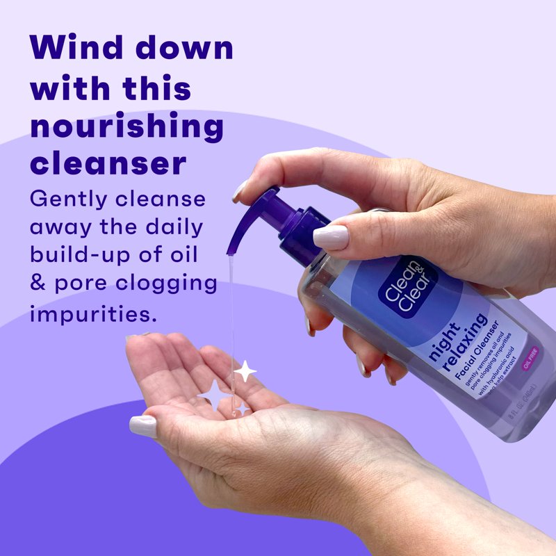 Night Relaxing Foaming Facial Cleanser, Oil-Free Face Wash, 8 fl. oz