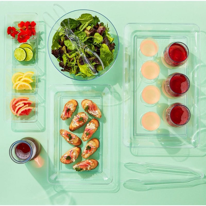 18-Inch Clear Plastic Rectangular Food Tray for Parties