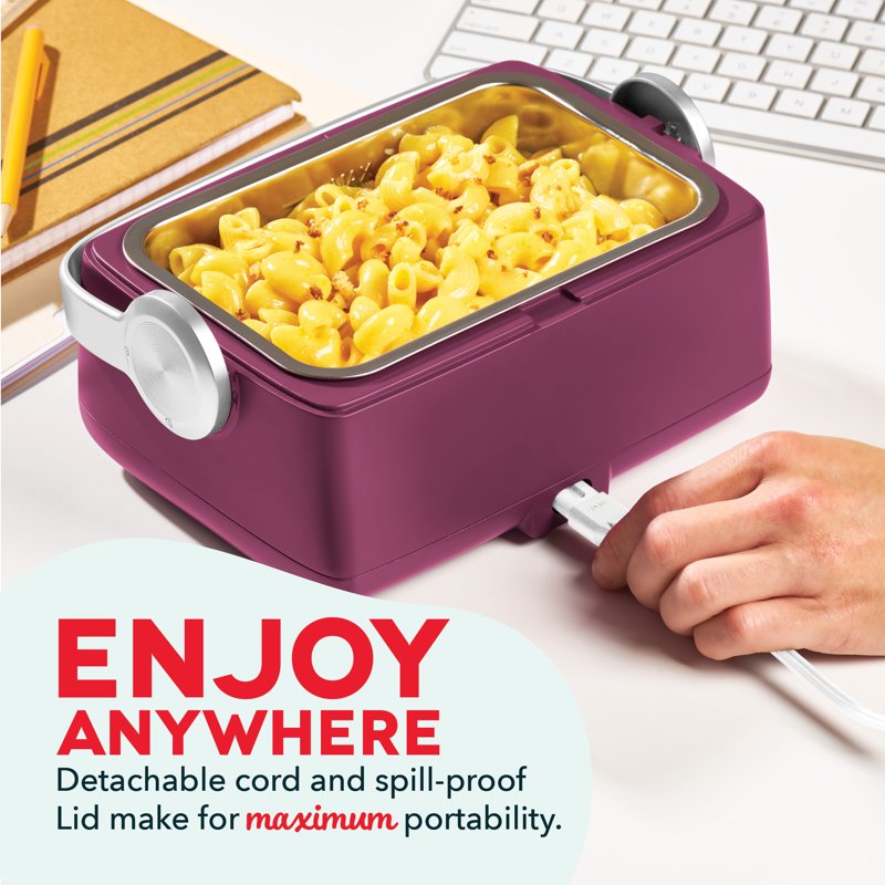 Portable Electric Food Warmer - 30oz Personal Lunch Heater with Utensils