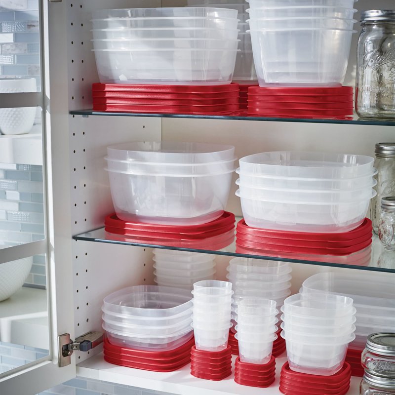 15.7 Cup Food Storage Containers - 2 Count Red Serving Bowls