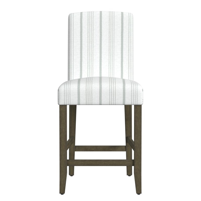 Curved Back Upholstered Counter Stool - Dove Gray Stripe