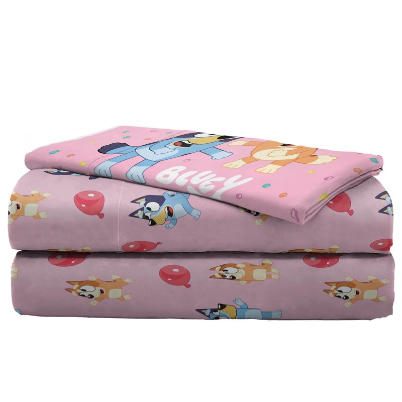 Bluey Kids Bed Sheet Set Twin Size - Pink 3-Piece Microfiber Bedding - Variation of THIS listing
