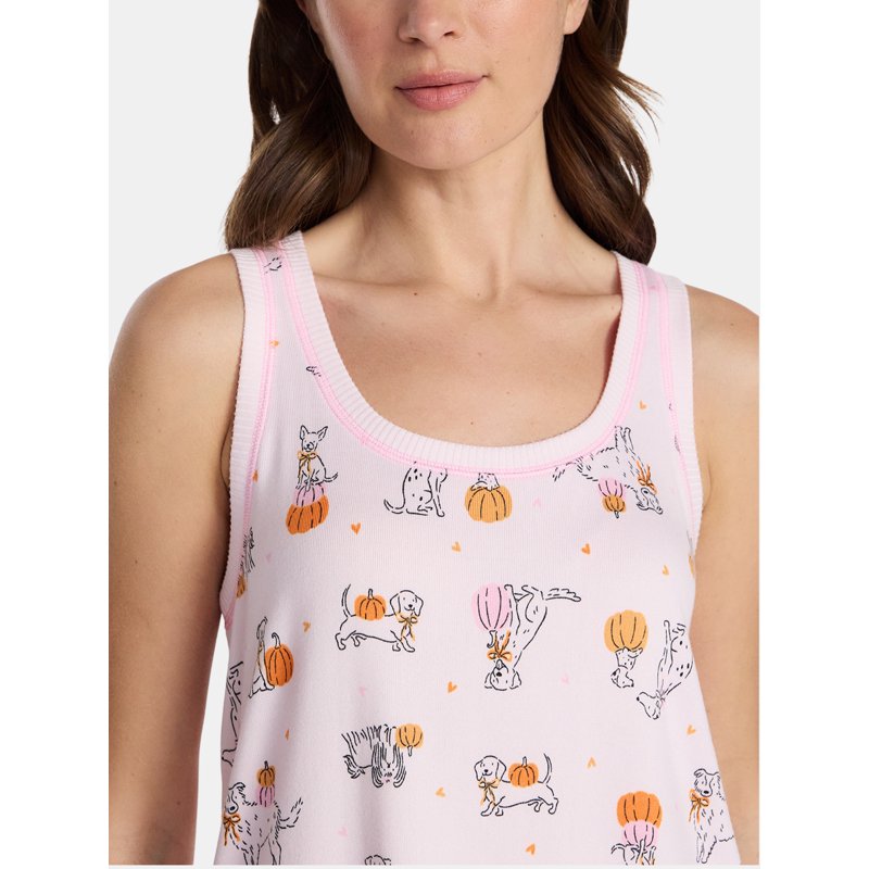 Pink Halloween Women's Hacci Knit Tank Top and Shorts Pajama Set - L