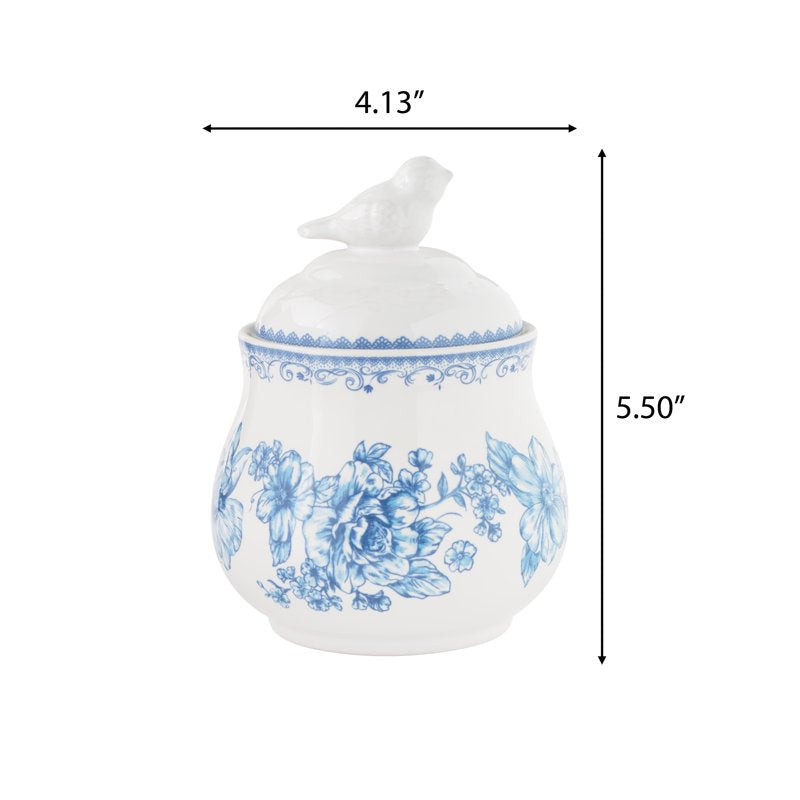 Stoneware Sugar Bowl with Lid, Blue - Agatha Collection