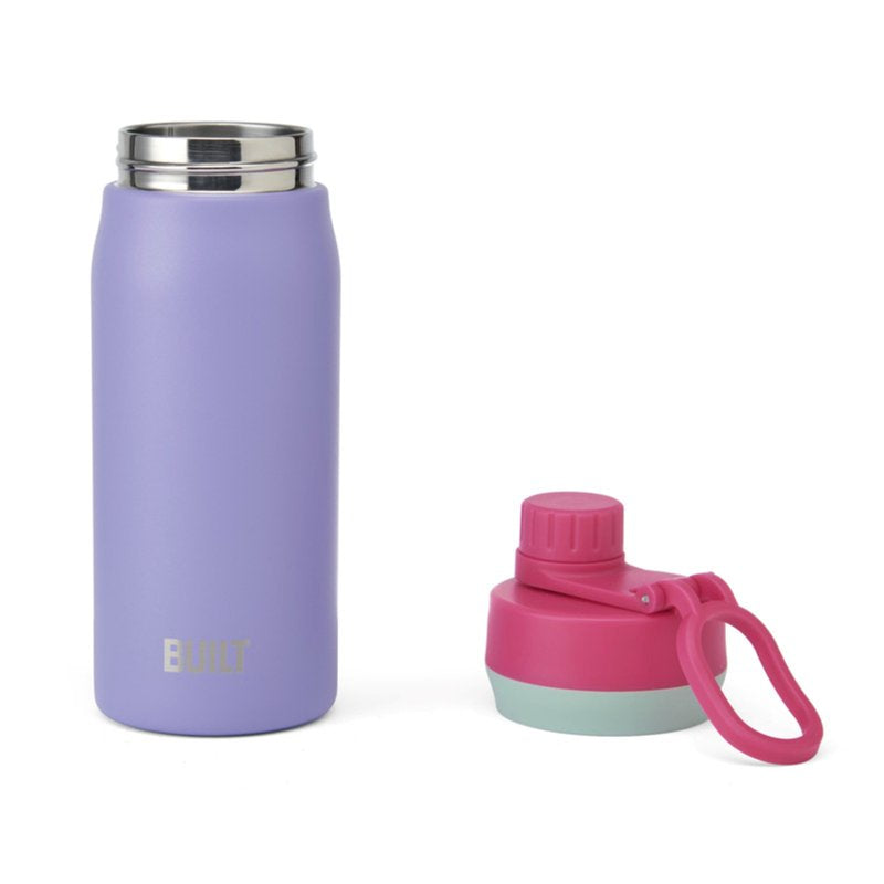 16 oz Stainless Steel Kids Water Bottle - Leakproof Chug Lid, Purple