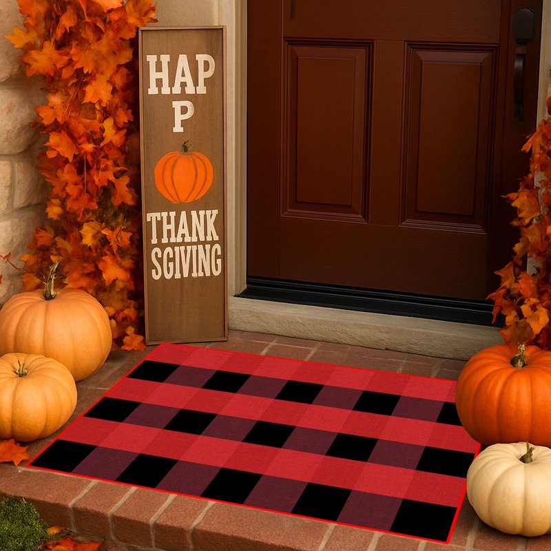 Halloween Door Mat Durable Non-Slip Absorbent Indoor/Outdoor Welcome Rug - Red