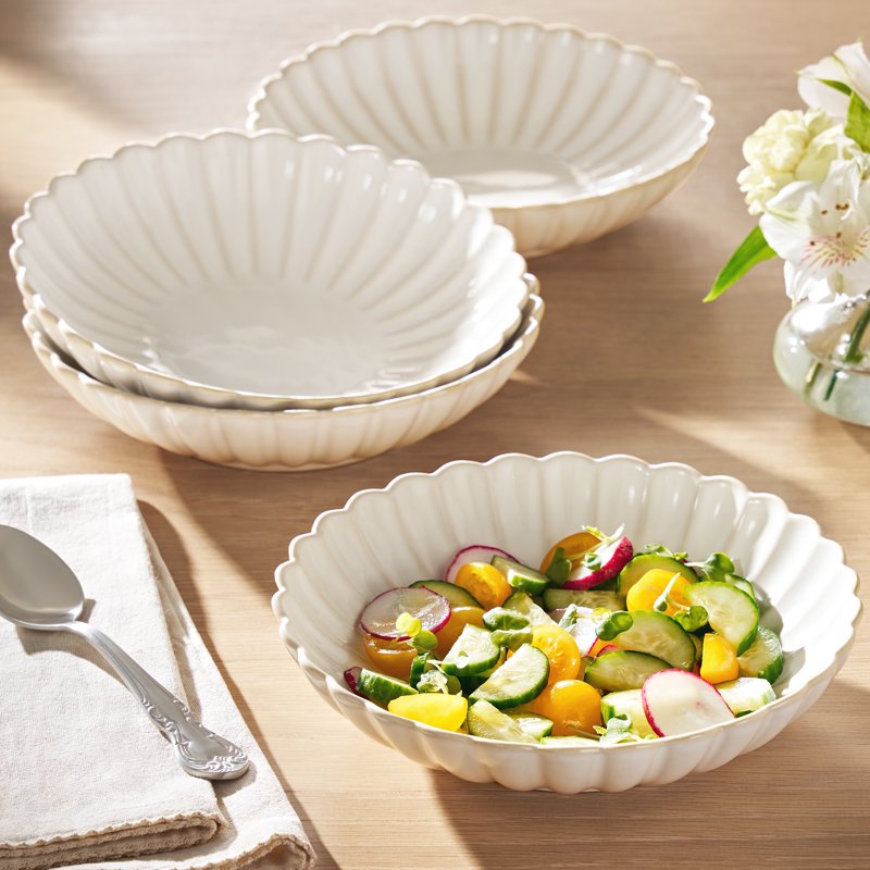 Stoneware Dinner Bowls Set of 4 - Cream Color