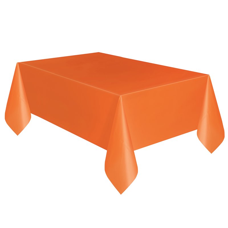 Orange Rectangular Plastic Table Cover - 54 IN x 108 IN - Single