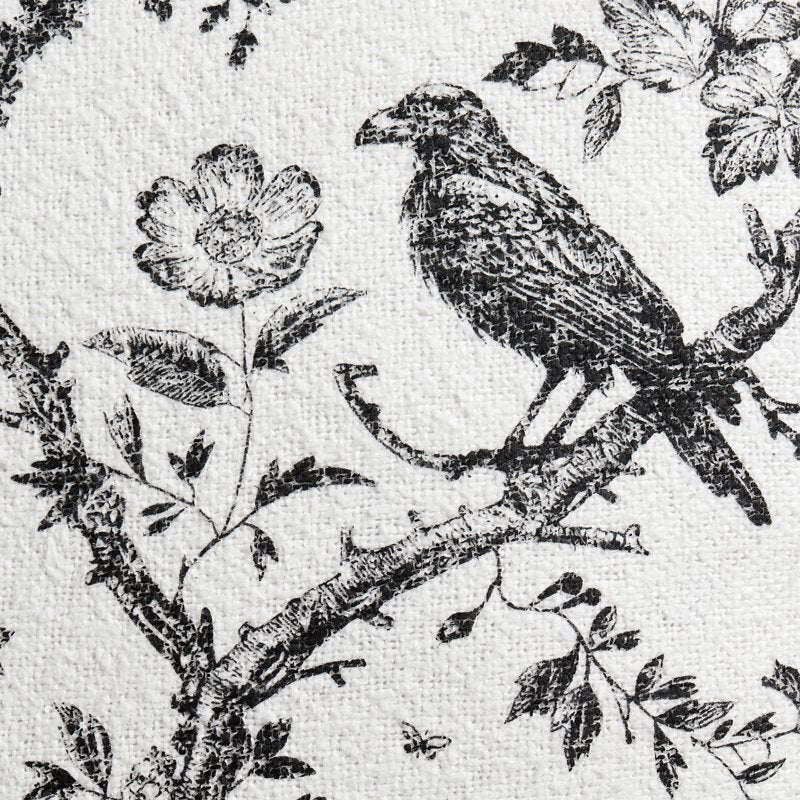 Halloween Raven Toile Decorative Throw Pillow 20x20 Ivory & Black