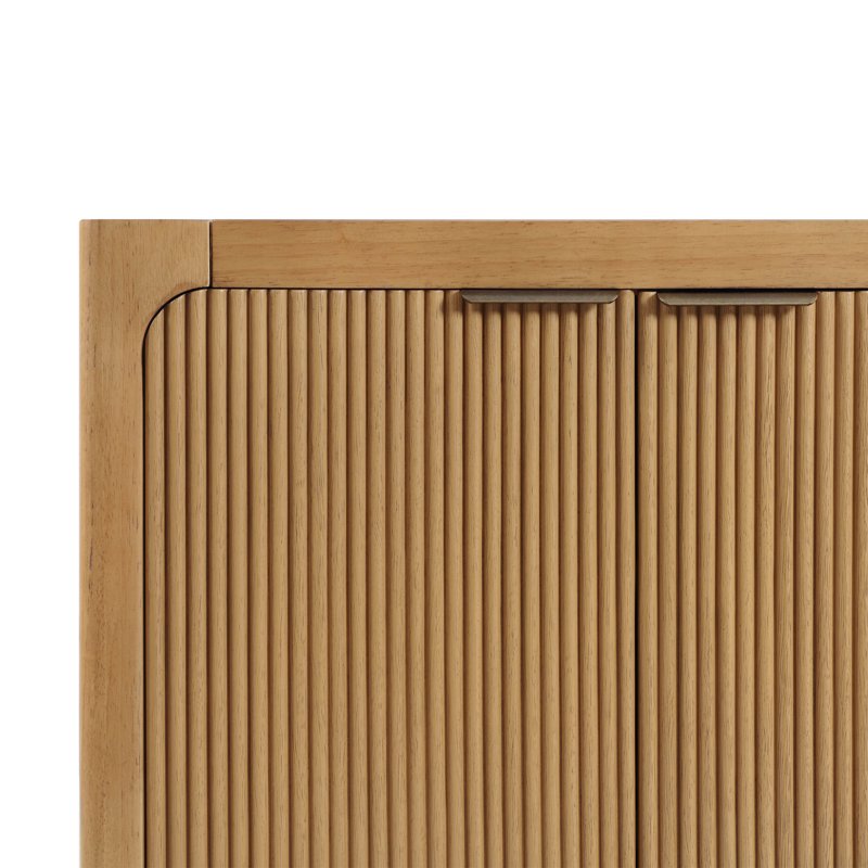 Linden Fluted Buffet Cabinet with Adjustable Shelves - Warm Brown