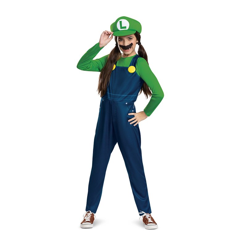 Luigi Halloween Costume Set for Kids - Super Mario Bros Unisex 4-6 (Variation S)
