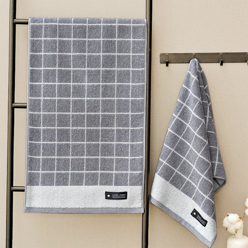 Checkered Cotton Hand Towel Set - Yellow 4-Piece - Soft & Absorbent