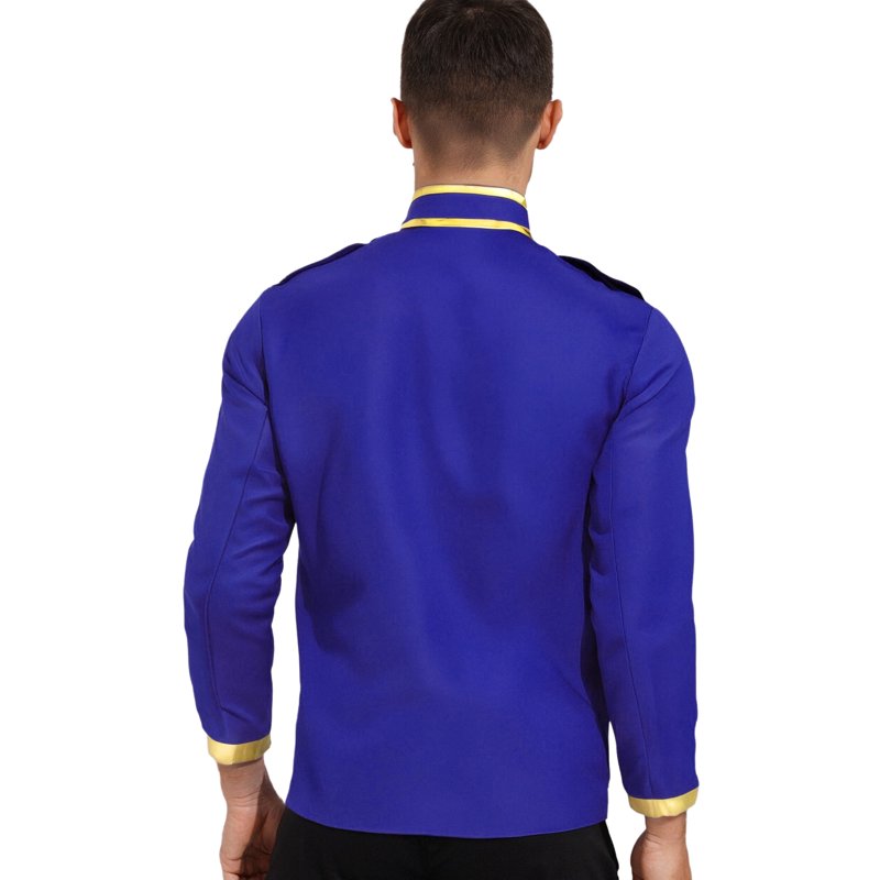 Men's Medieval Prince Costume Coat Blue S - Renaissance Royal Embroidered Jacket