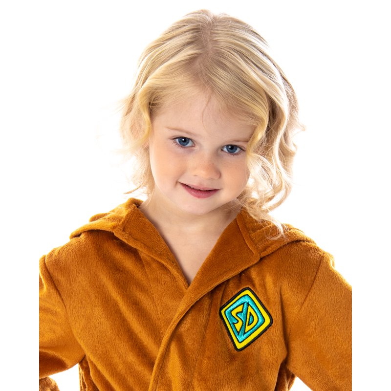 Toddler Scooby-Doo Hooded Costume Robe - Soft Plush with Ears, Brown 4T-5T