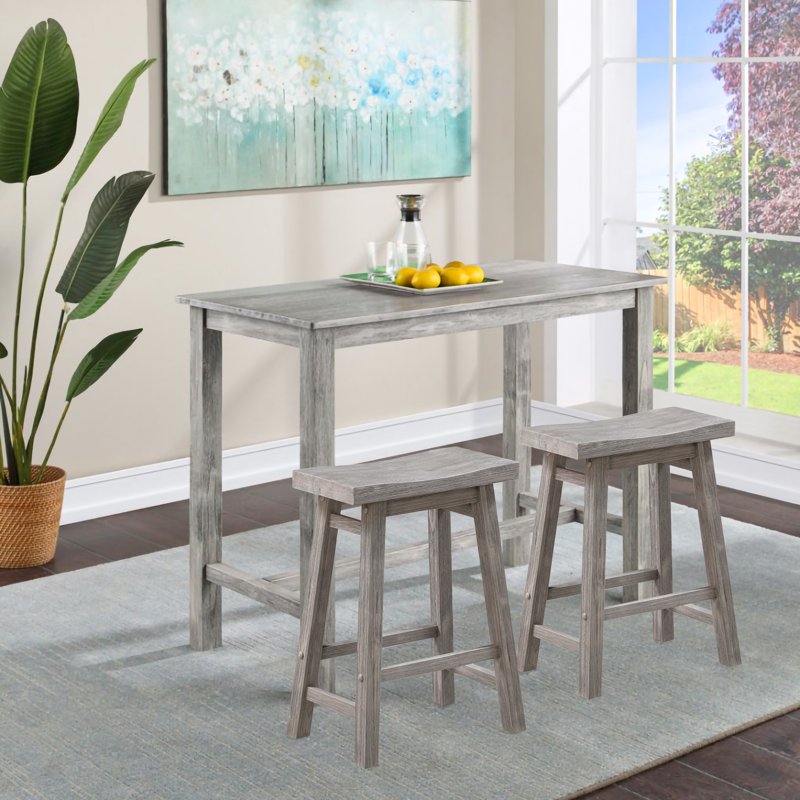 24-Inch Backless Saddle Wood Counter Stool - Storm Gray Wire-Brush
