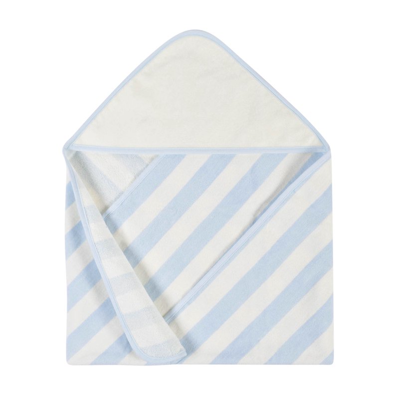 Unisex Baby Hooded Terry Velour Bath Towel & Washcloths Set - Blue, 4 Pieces