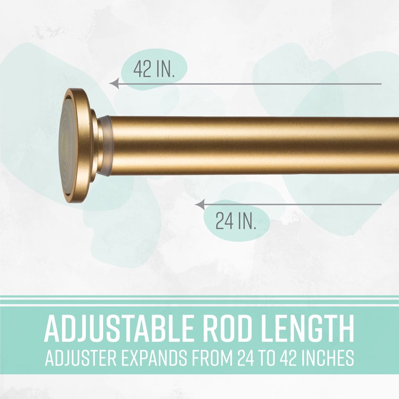 24-42 Inch Adjustable Satin Gold Shower Curtain Tension Rod - Home Details