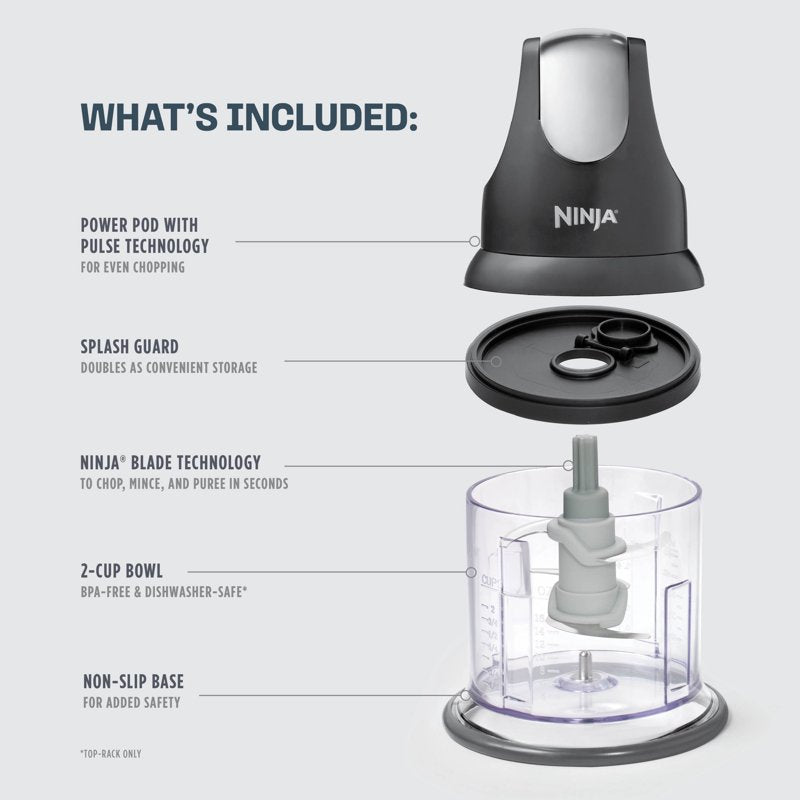 Ninja 2-Cup Food Chopper with One-Touch Pulse - Gray