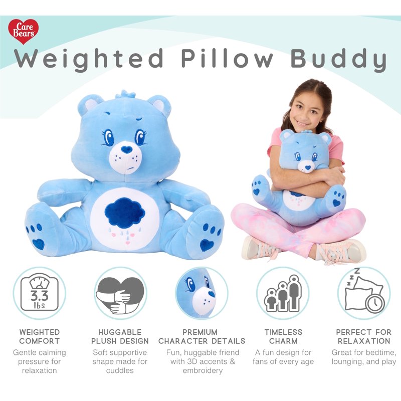 Care Bears Grumpy Bear Kids Weighted Pillow Buddy - 3.3 lb Plush Character