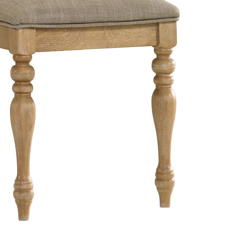 Upholstered Dining Bench - Solid Wood in Light Oak Finish