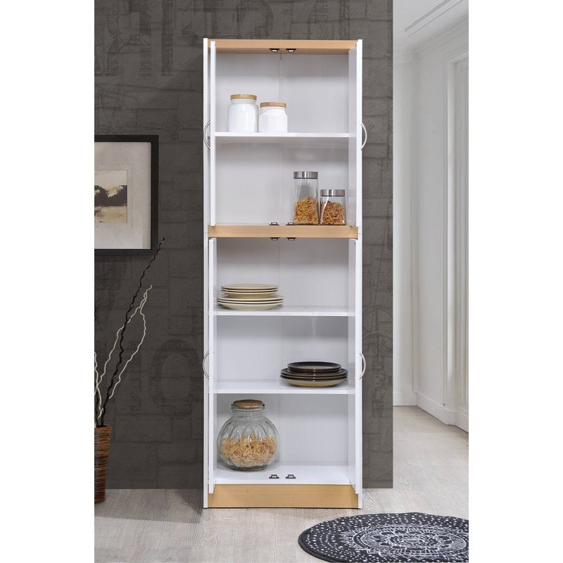 4-Door Kitchen Pantry with 4 Adjustable Shelves - White