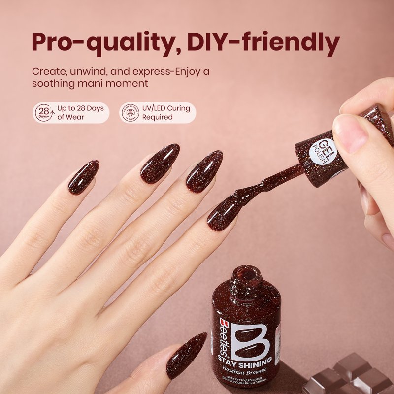 Hazelnut Brownie Gel Nail Polish - Long-Lasting Chip-Resistant Brown 0.51 fl oz