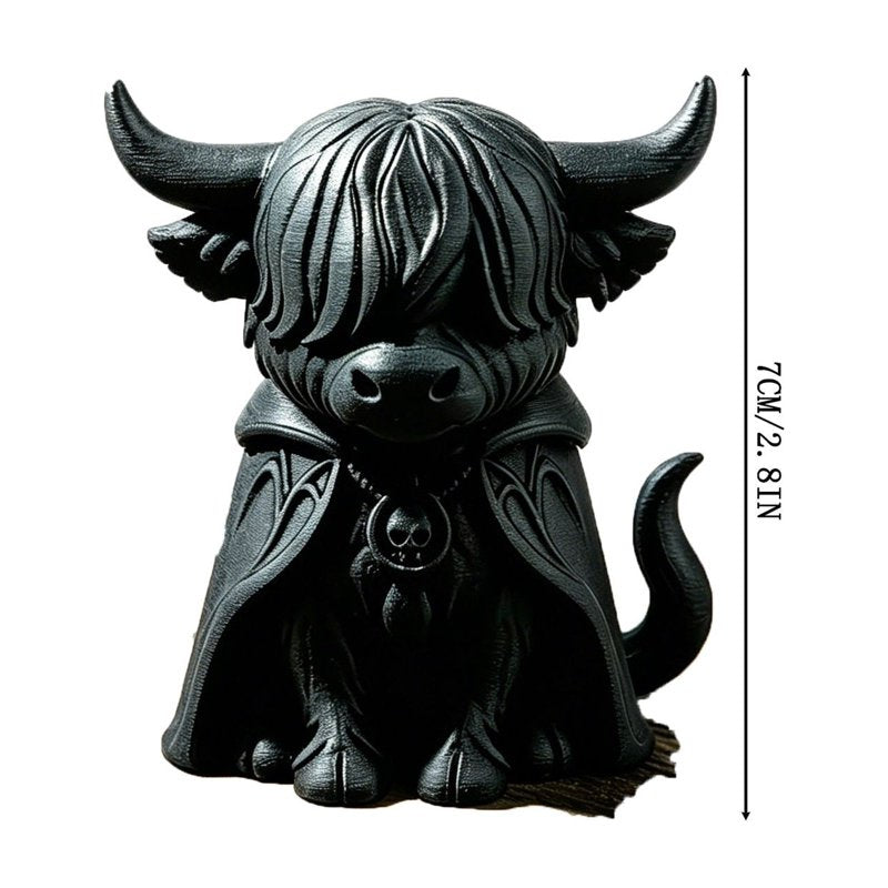 Halloween Gothic Cow Figurine - Black Cloak Highland Decor, 24# Variation