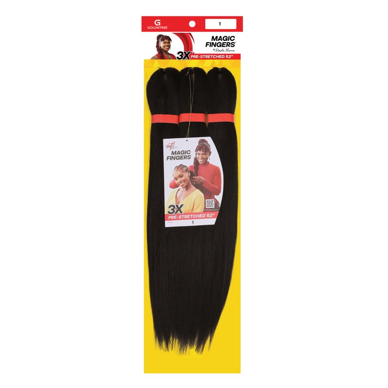 Magic Fingers 3X Pre-Stretched Braiding Hair - 52" Black