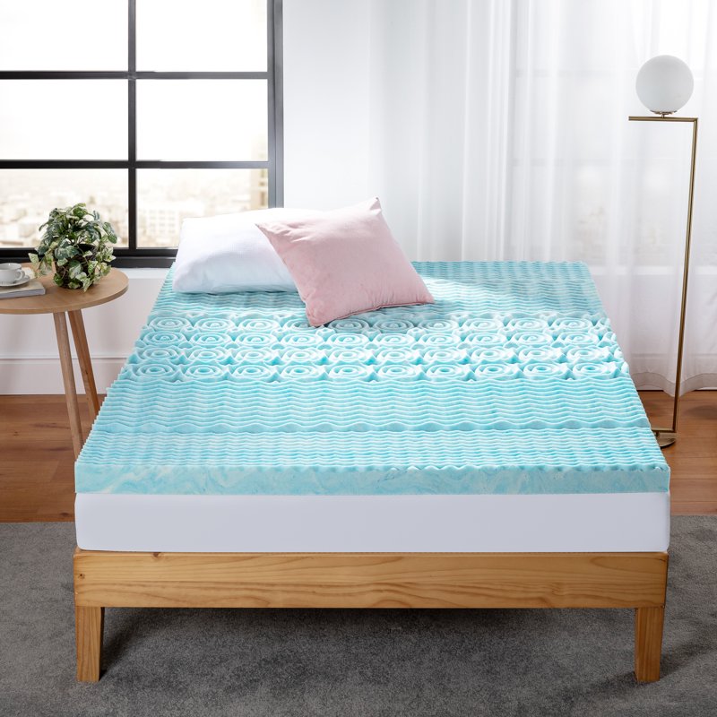 Zinus Green Tea Gel Memory Foam Mattress Topper - King, 3 Inch Zoned Support