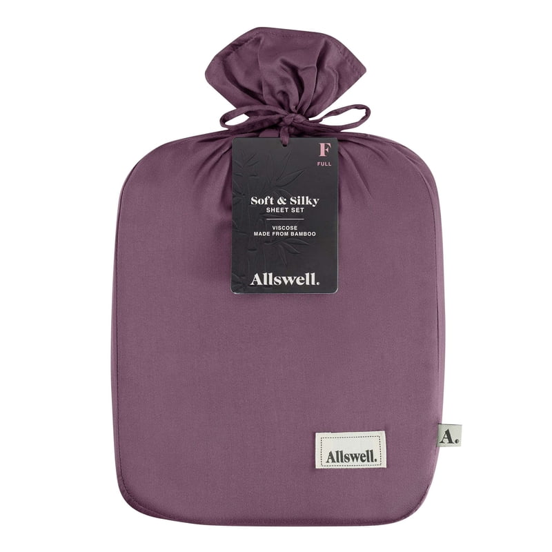 Queen Viscose from Bamboo Sateen Sheet Set - Allswell Soft & Silky Purple Mangosteen