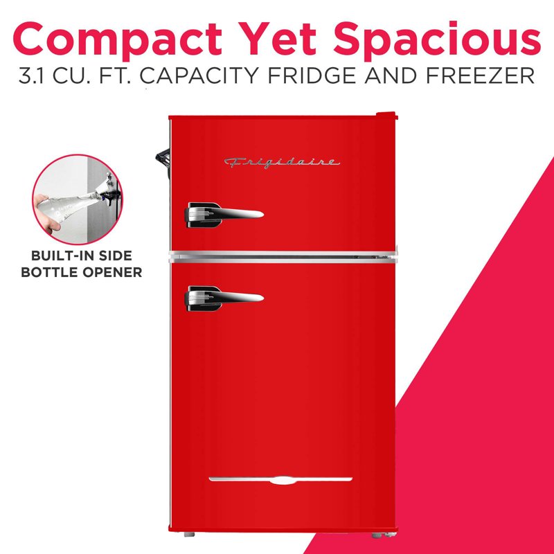 Retro Compact Refrigerator with Freezer - 3.1 Cu. Ft. - Red