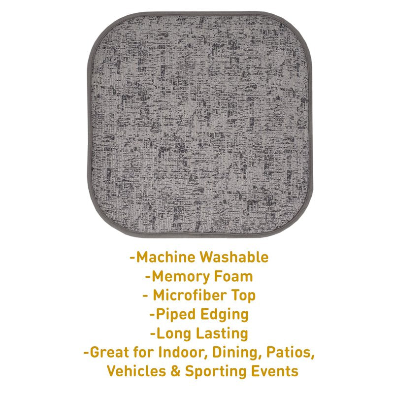 Memory Foam No Slip Back Chair Pad Cushion 2-Pack - Gray Black