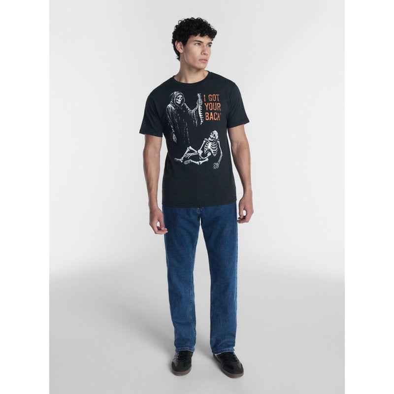 Men's Halloween Graphic Tee Back Breaker Black Soot 3XL - Spooky & Comfortable