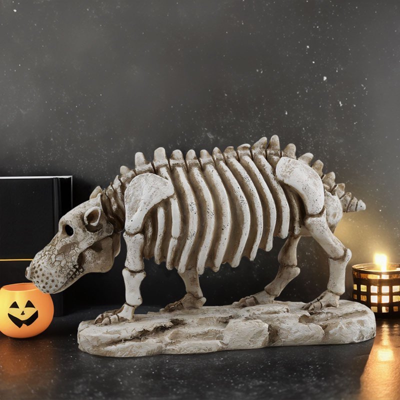Personalised Skeleton Hippo Halloween Ornament - Unique Skeleton Hippo Figurine, Home Desk Decor, Variation 038#B