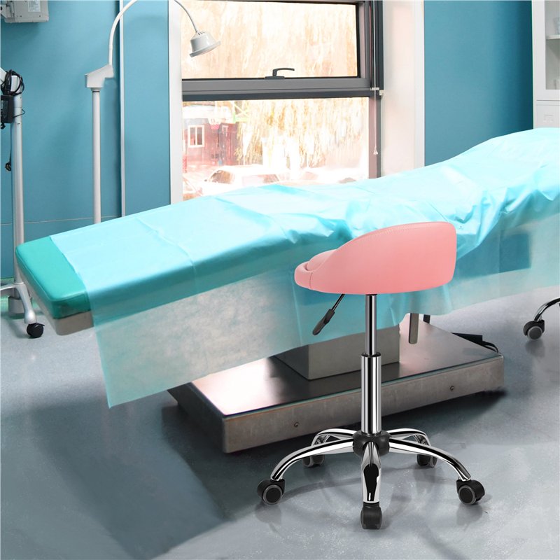 Adjustable Swivel PU Leather Bar Stool - Pink for Salon