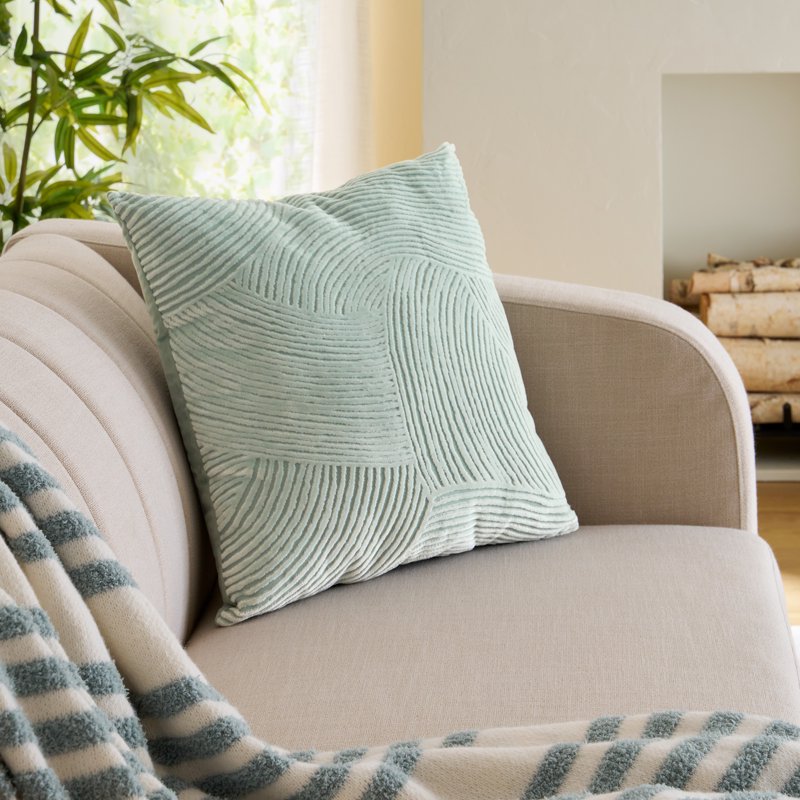 Green Velvet Throw Pillow 20x20 Inches - Decorative Cushion for Sofa & Bed