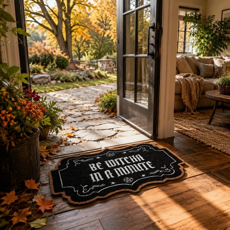 Halloween Doormat 19.7x31.4in Witch-Themed Entryway Rug - Non Slip Porch Decor C