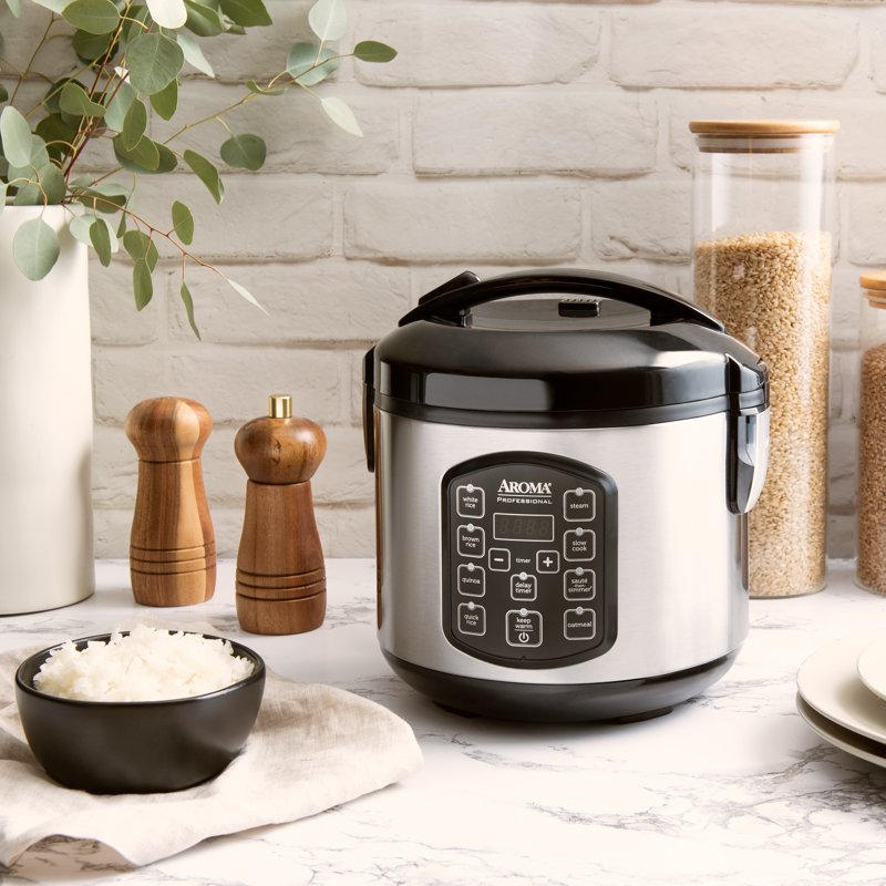 8-Cup Digital Rice Cooker and Food Steamer - Stainless Steel Multicooker