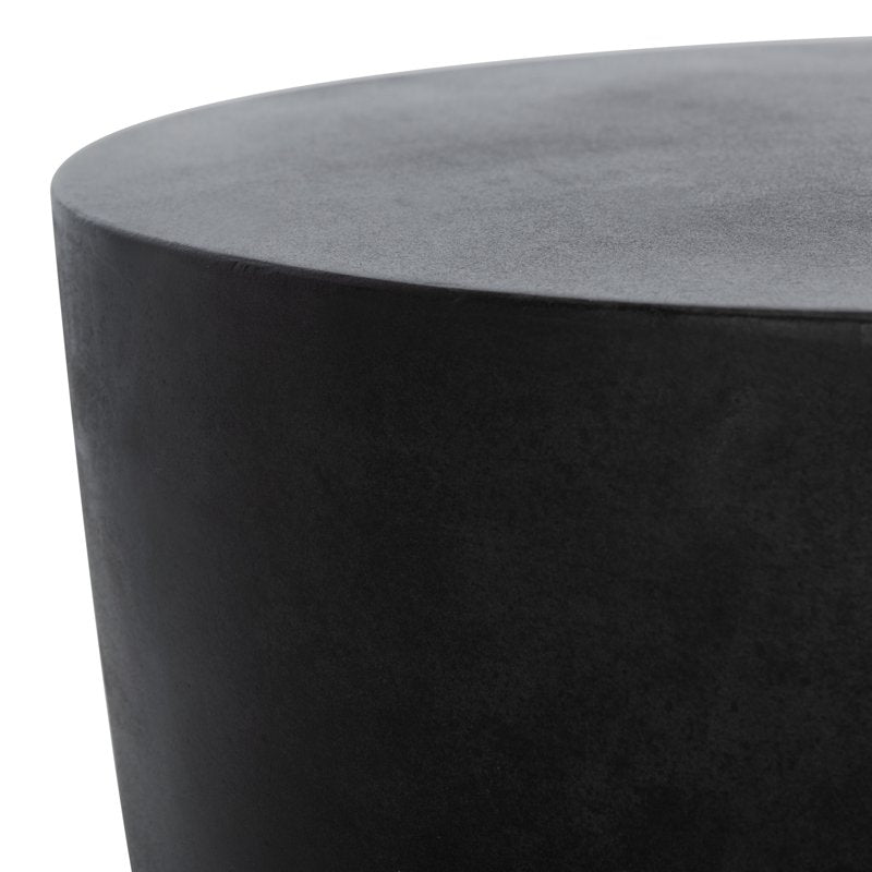 Round Concrete Accent Table for Outdoor & Indoor Use - Black