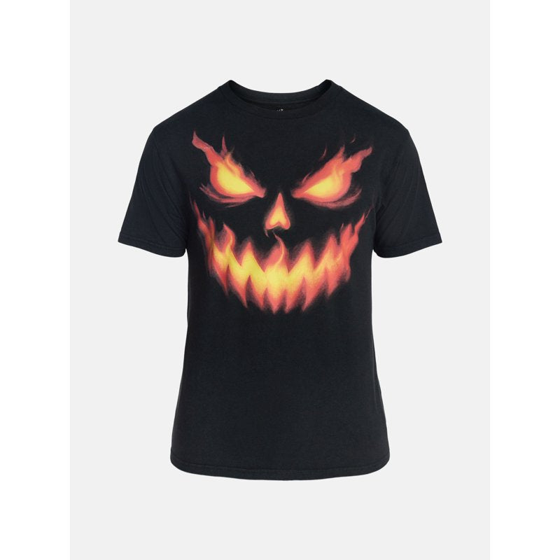 Men's Halloween Evil Jack Graphic T-Shirt - Black Soot, Size L, Unisex