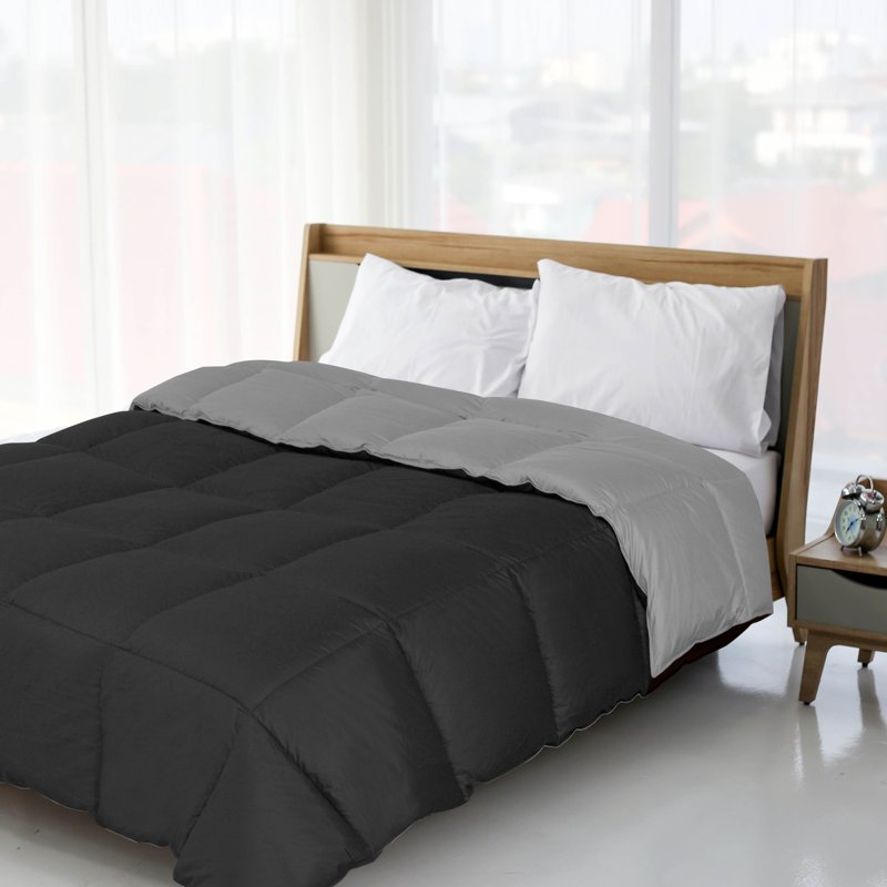 Reversible Down Alternative Comforter Twin XL - Burgundy & Black-Grey