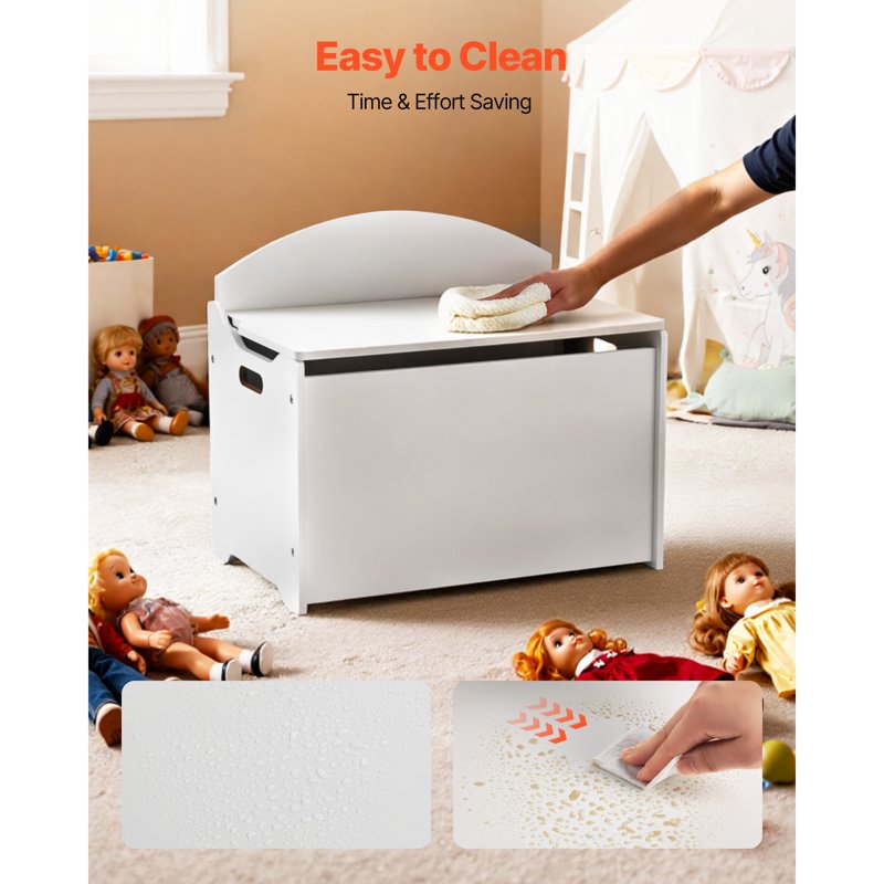 Kids Wooden Storage Bench with Backrest - Toy Chest & Seating