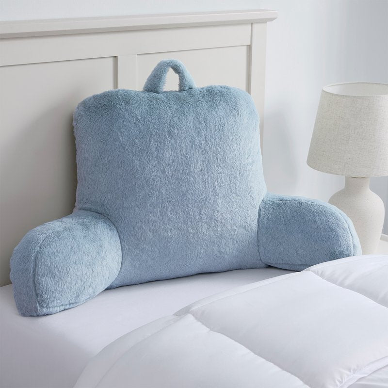 Mainstays Faux Fur Plush Backrest Pillow - Specialty Size Blue