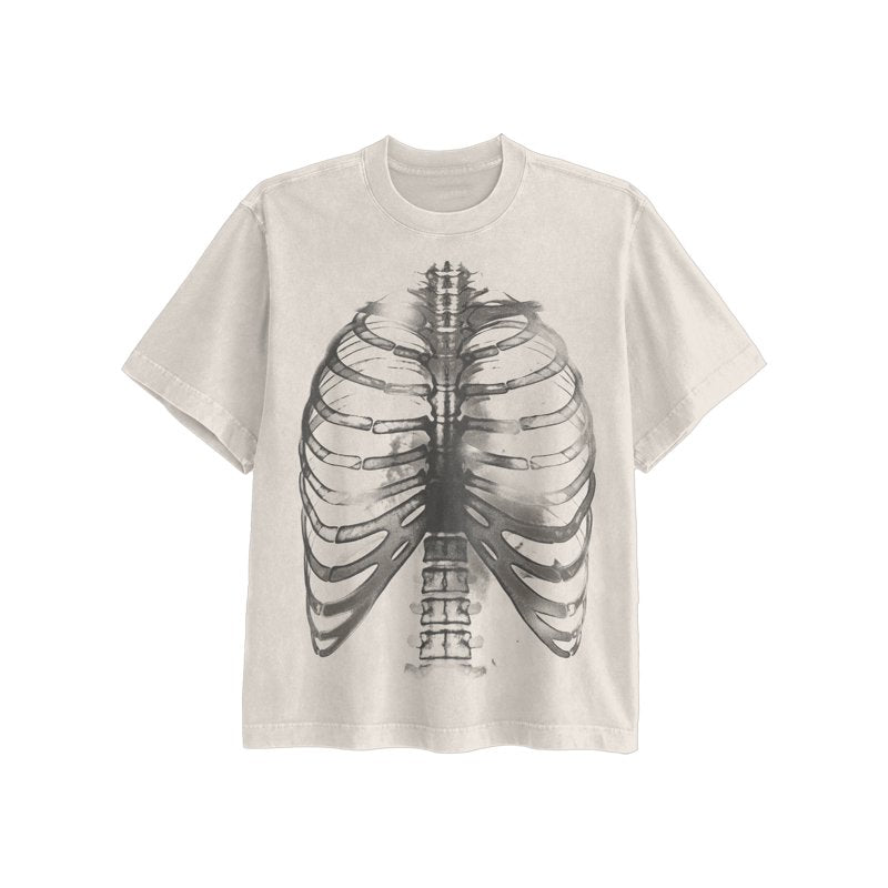 Men's Halloween Chest X-Ray Graphic T-Shirt - Egret 2XLT