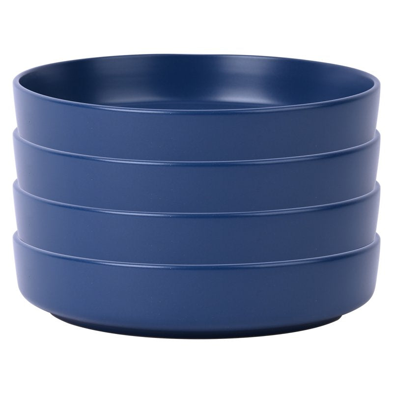 Matte Blue Stoneware Dinner Bowl - Durable & Microwave Safe